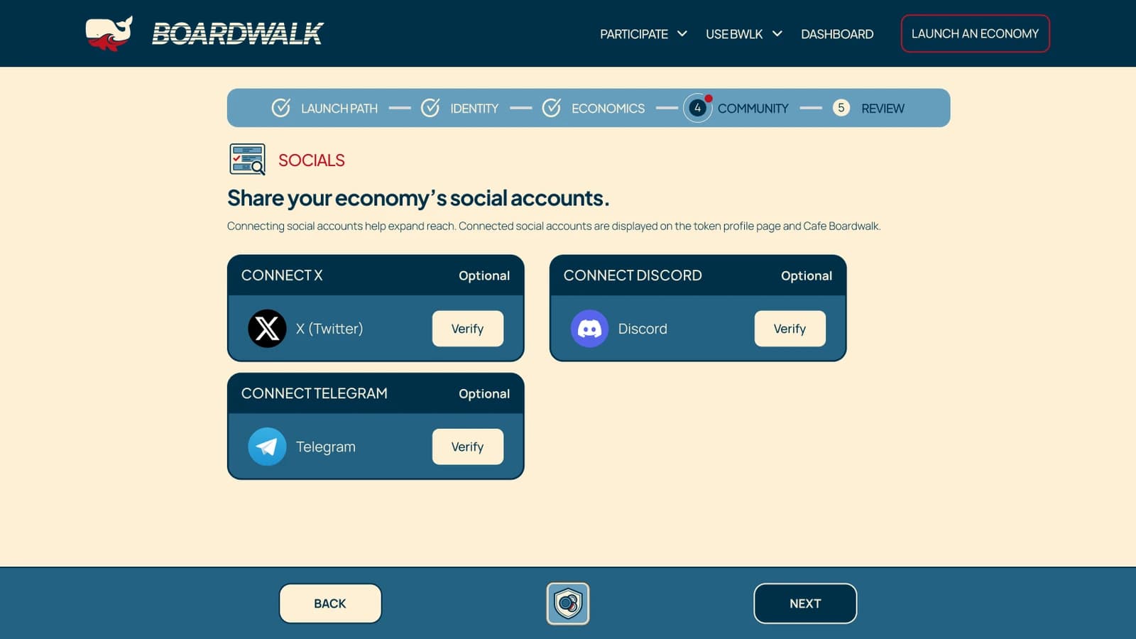 Integrate socials into the launchpad experience